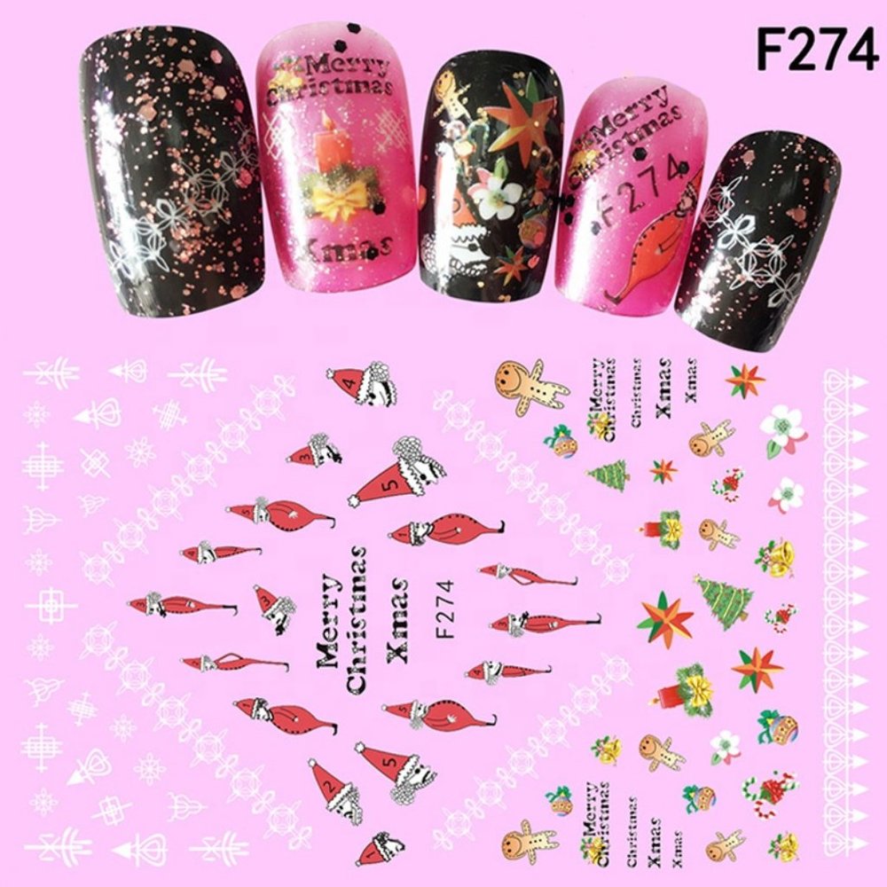 Nail Stickers Nail Art Decal Waterproof Christmas Tree Santa Bell Deer